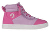 Pink BILLY high top shoes for kids with zipper and laces, providing easy on/off convenience and comfort. Fashionable and functional design.