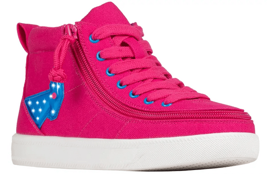 Pink and blue light-up BILLY Classic D|R kids' high top with wraparound side zipper