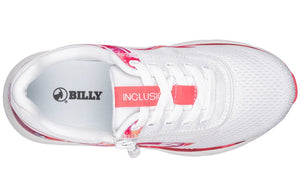 Top view of Pink Marble BILLY Sport Inclusion sneakers with easy-zip feature, ideal for diabetes, plantar fasciitis, and wide feet.