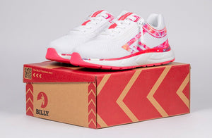 Pink Marble BILLY Sport Inclusion Sneakers for diabetes, plantar fasciitis, bunions, wide feet, wheelchair use, and orthotics.