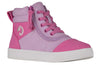 Pink BILLY Street Short Wrap High Tops for kids with laces and zipper, easy on and off, combining retro style with modern fashion.