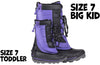 Purple BILLY Ice Winter Boots for Kids - AFO Friendly, available in size 7 toddler and big kid. Ultimate winter companion, insulated to -40°.