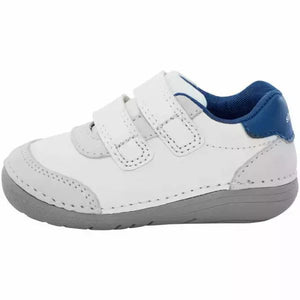 Stride Rite Boys Kennedy Infant/Toddler White/Navy Leather Shoes - shoekid.ca