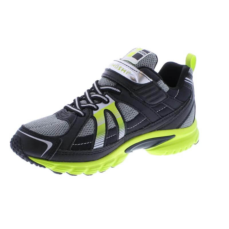 Tsukihoshi Storm Boys Black Lime Running Shoes - Lightweight, Machine Washable Sneakers for Big Kids &amp; Toddlers
