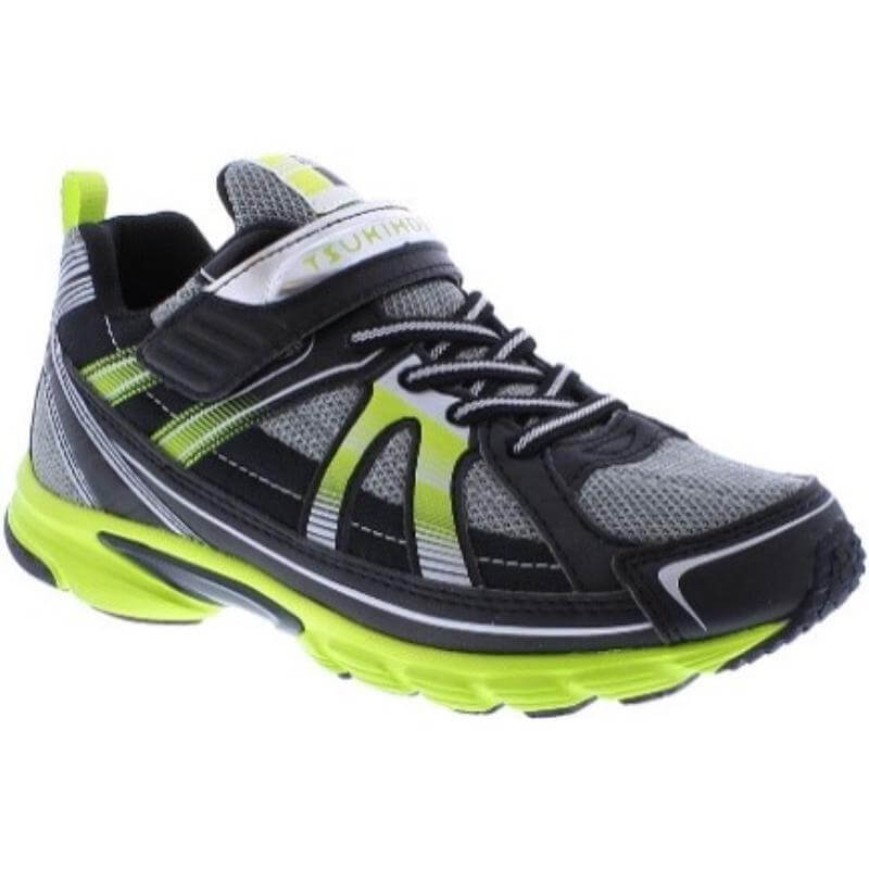 Tsukihoshi Storm Boys Black Lime Running Shoes - Lightweight, Machine Washable Sneakers for Big Kids &amp; Toddlers