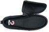 Women&#39;s Black BILLY Comfort Mocs with open zipper top view, ideal shoes for diabetes, plantar fasciitis, bunions, wide and extra wide feet.