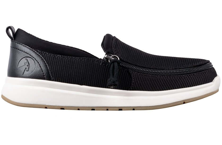 Women's Black BILLY Comfort Mocs, ideal shoes for diabetes, plantar fasciitis, bunions, wide and extra wide feet, wheelchair use, orthotics.