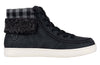 Women&#39;s Black/Charcoal BILLY Cuffs High Top Shoes with fur collar, ideal for wide feet, bunions, plantar fasciitis, and orthotics.