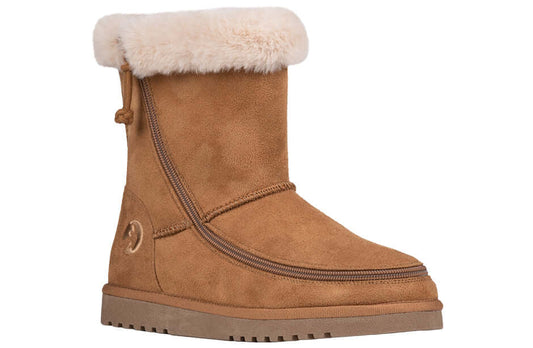 Women's chestnut BILLY Cozy winter boot with side zipper, adaptive easy-on design