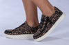 Women&#39;s Leopard BILLY Gore Lows with elastic straps, ideal for wide feet, bunions, diabetes, plantar fasciitis, and orthotics.