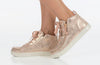 Women&#39;s Rose Gold BILLY Sneaker Lace Mid Tops, ideal shoes for diabetes, plantar fasciitis, bunions, wide feet, and orthotic use.
