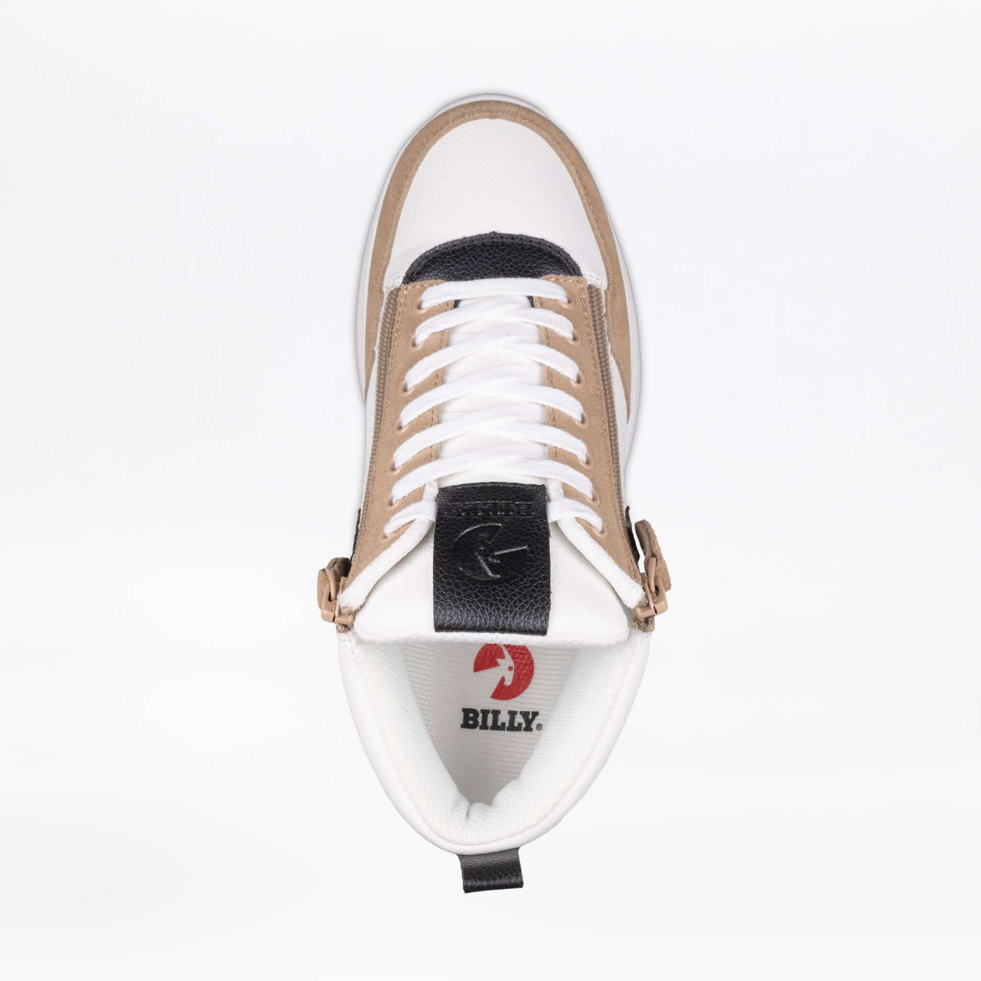 Women&#39;s White/Tan/Black BILLY Comfort Dual Zipper High Top -Shoekid.ca