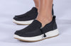 Women&#39;s Black BILLY Comfort Mocs, ideal shoes for diabetes, plantar fasciitis, bunions, wide feet, wheelchair use, and orthotics.