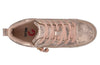 Top view of Women&#39;s Rose Gold BILLY Sneaker Lace Mid Tops, ideal for diabetes, plantar fasciitis, bunions, wide and extra wide feet.