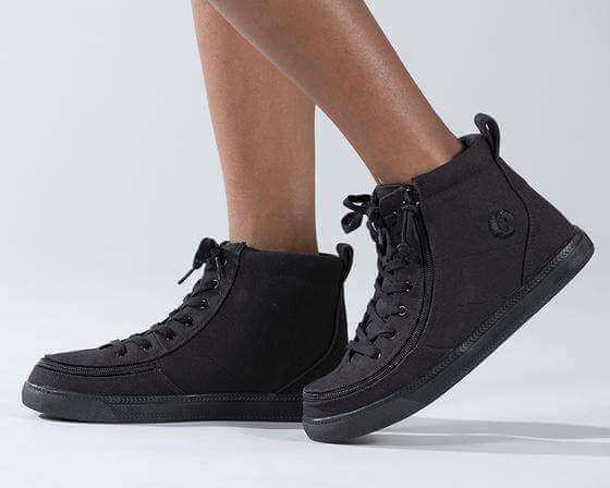 Billy Classic Kids Black High Top Sneaker with zippers and laces, easy on and off for toddlers and big kids, functional and fashionable.
