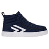 Navy high top Billy CS sneaker for kids with easy on and off zippers. Stylish and functional shoes for toddlers and big kids.