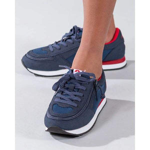 Billy Kids Navy Faux Suede Mesh Jogger Adaptive Sneaker (EasyOn) - ShoeKid.ca
