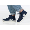 Navy high top Billy CS Sneaker with easy on-off zippers, suitable for kids, featuring fun and functional design.