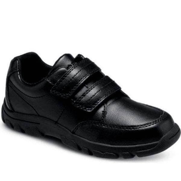 Hush Puppies Jace boys' black leather school uniform shoe