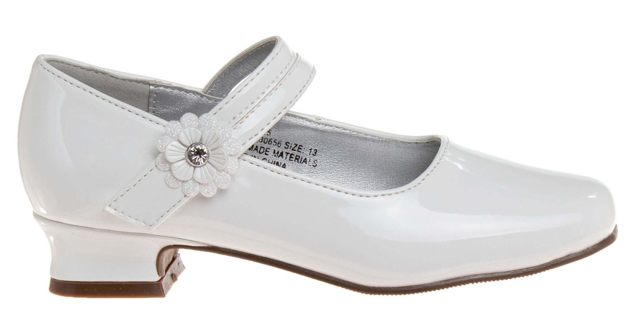 Josmo Girls White Flower MJ Dress Shoes (Little Kid/Youth