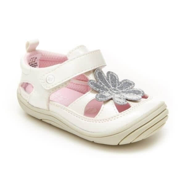 Stride Rite Alicia Baby Toddler Girls White Sandals (Machine Washable
