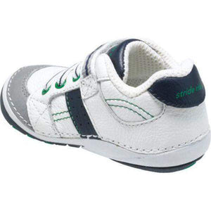 Stride Rite Artie White Navy Leather Boys Toddler Sneaker - ShoeKid.ca