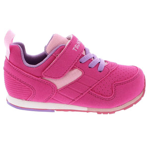 Tsukihoshi Racer Fuchsia Pink Girls Running Shoes (Machine Washable) - ShoeKid.ca