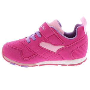 Tsukihoshi Racer Fuchsia Pink Girls Running Shoes (Machine Washable) - ShoeKid.ca