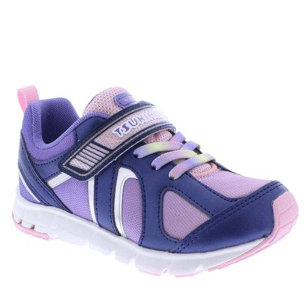 Tsukihoshi Rainbow Navy Girls Running Shoes (Machine Washable) - ShoeKid.ca