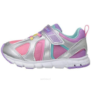 Tsukihoshi Rainbow Silver Lavender Girls Runners (Machine Washable) - ShoeKid.ca