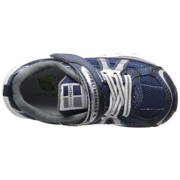 Tsukihoshi Storm Navy Silver Boys Running Shoes (Machine Washable) - ShoeKid.ca