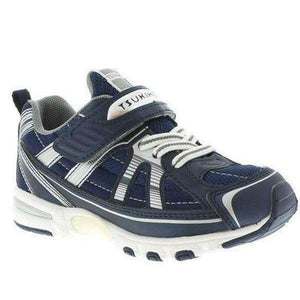 Tsukihoshi Storm Navy Silver Boys Running Shoes (Machine Washable) - ShoeKid.ca