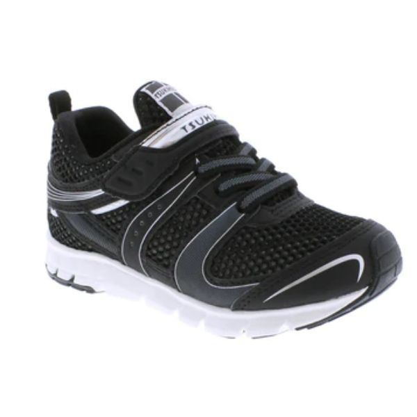 Tsukihoshi Velocity Black/Silver Boys Running Shoes (Machine